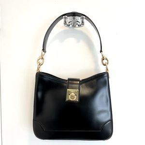 CELINE Vintage Black Shoulder Bag With Gold Hardware